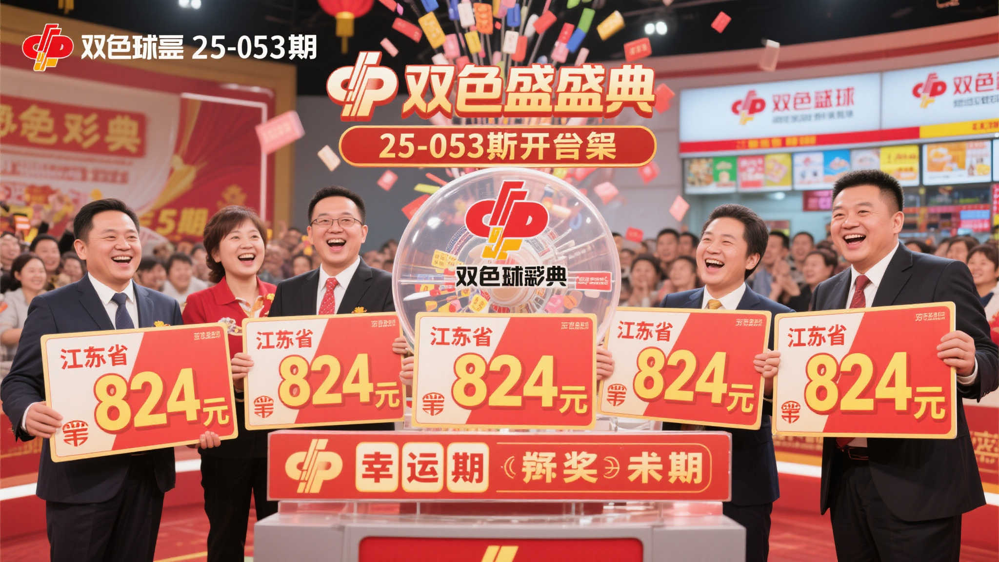 双色球25-053期揭晓：头奖5注稀缺，单注奖金高达824万，幸运降临五省